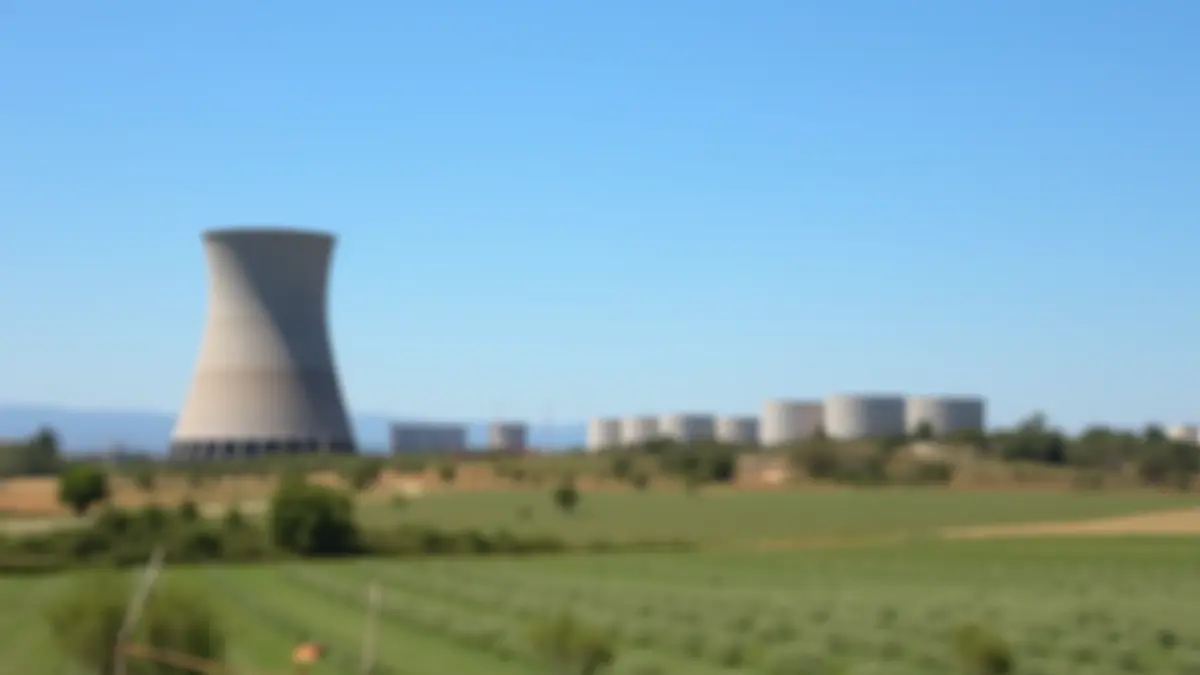 Imagen genérica de una central nuclear con paisaje rural catalán