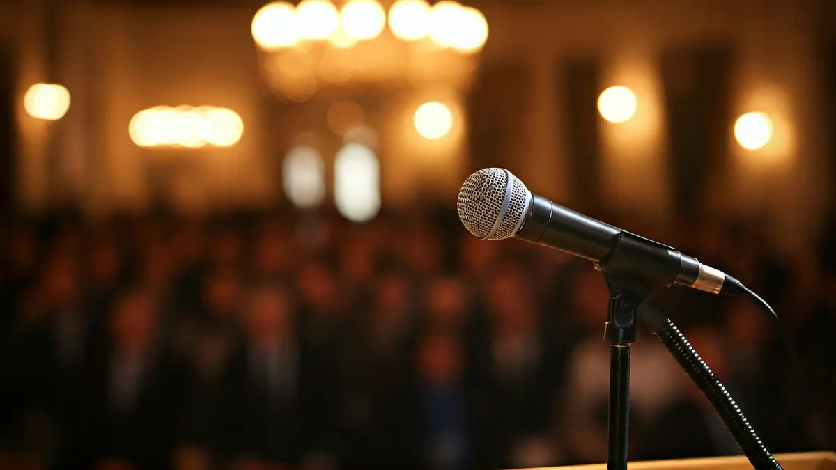 Imagen genérica de un micrófono en un atril, simbolizando el debate político.
