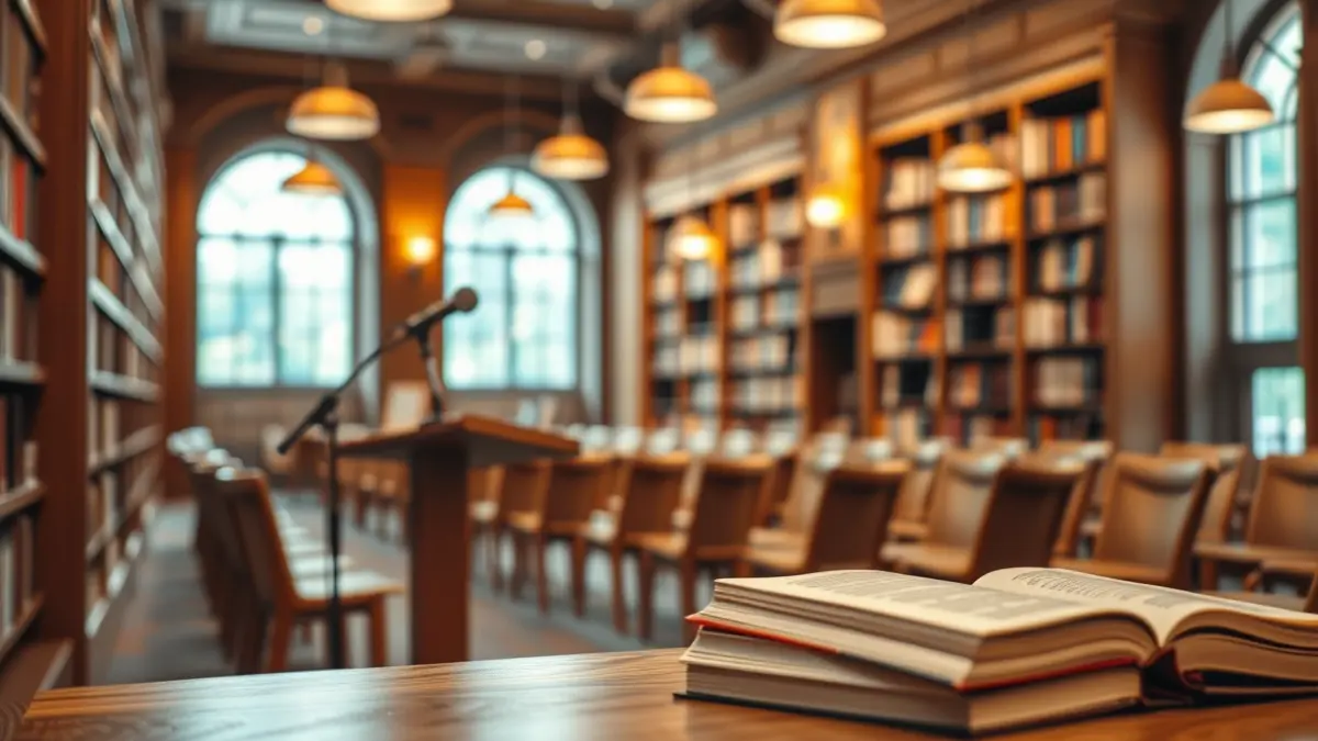 Generic image of a library with books and a cozy atmosphere.