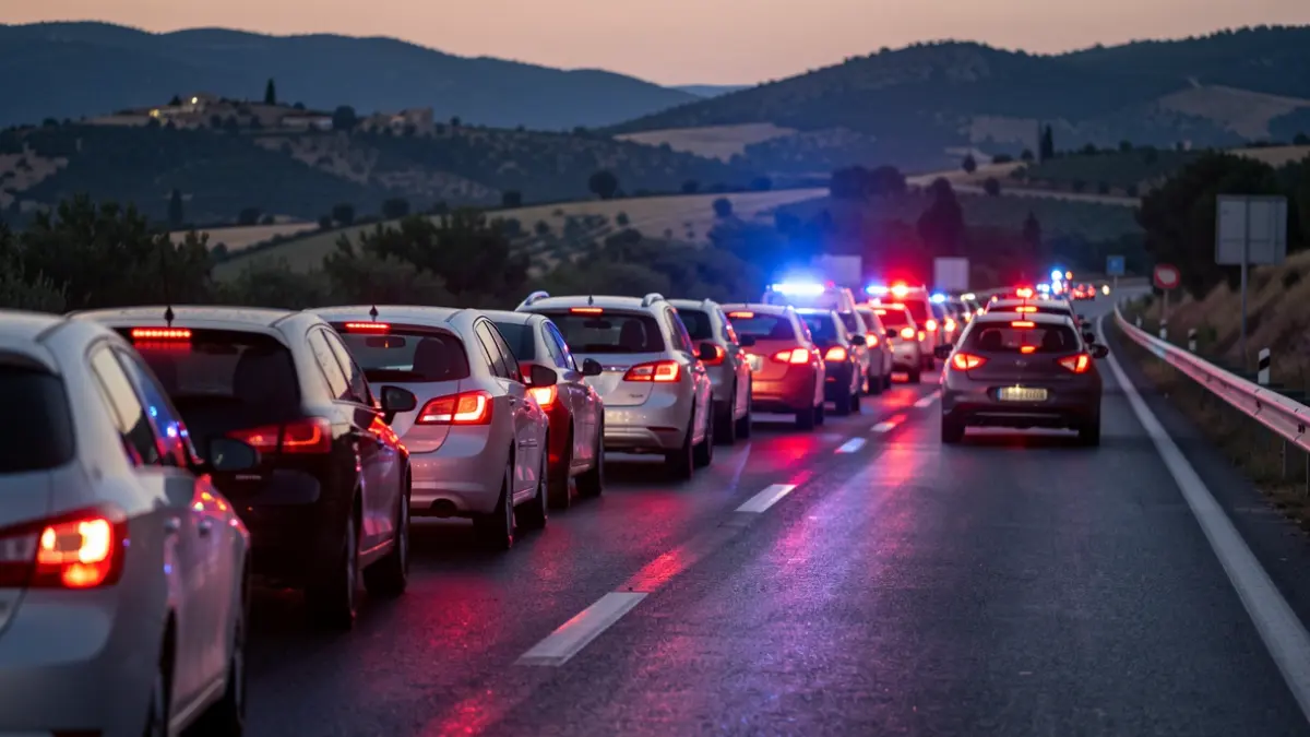 Traffic jam on the AP-7 due to a truck accident.