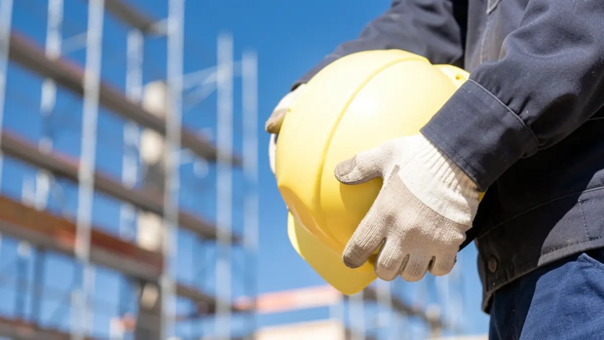 Generic image of a safety helmet on a construction site in Catalonia.