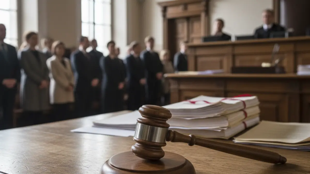 Generic image of a judge's gavel on a wooden desk in a courtroom.