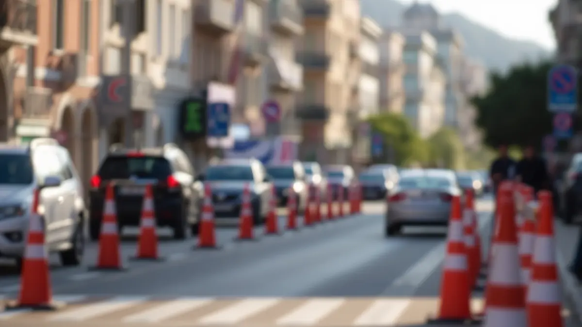 Generic image of streets closed for an event in a Mediterranean city.
