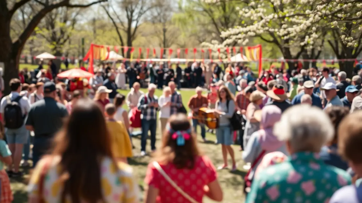 Generic image of a cultural and festive gathering in a park, with people enjoying various activities.