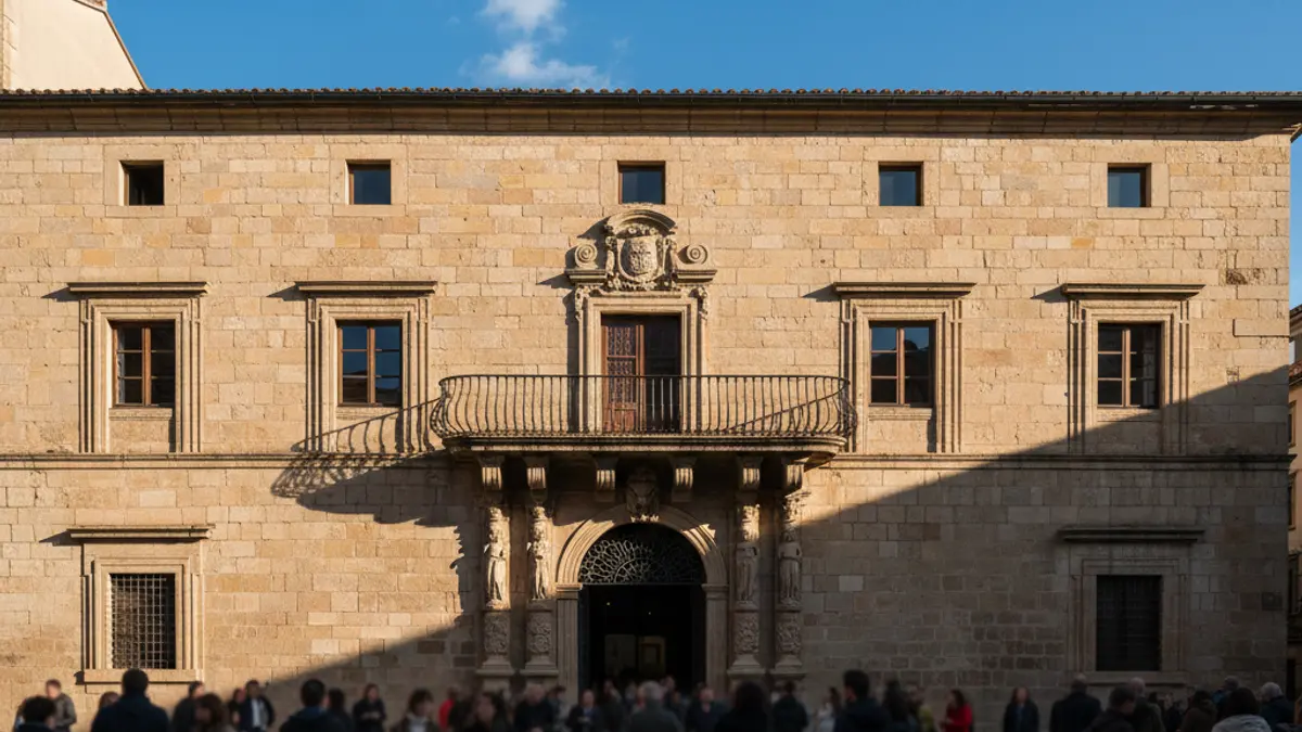Fachada del Ayuntamiento de Alcanar bajo la luz del sol
