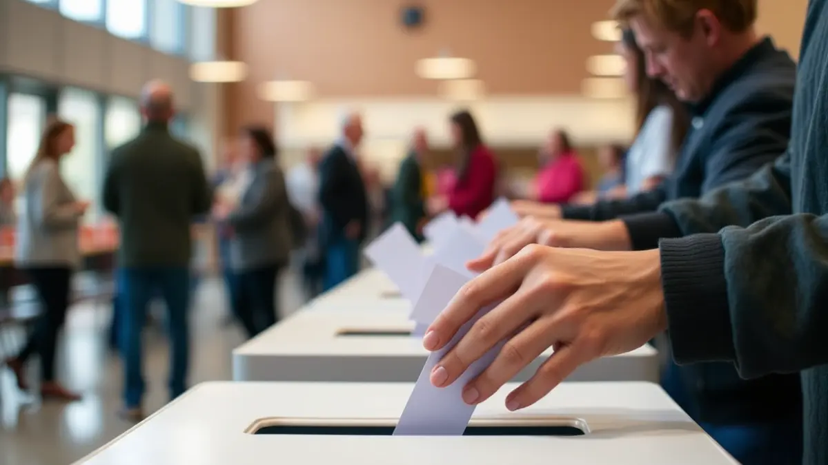 Generic image of hands casting votes into a ballot box, symbolizing civic participation.