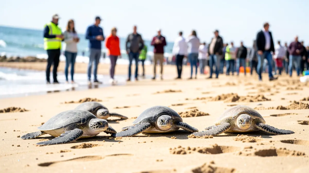 Imagen genérica de tortugas marinas liberadas en el mar.