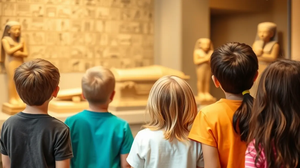Imatge genèrica de nens visitant un museu d'Egipte