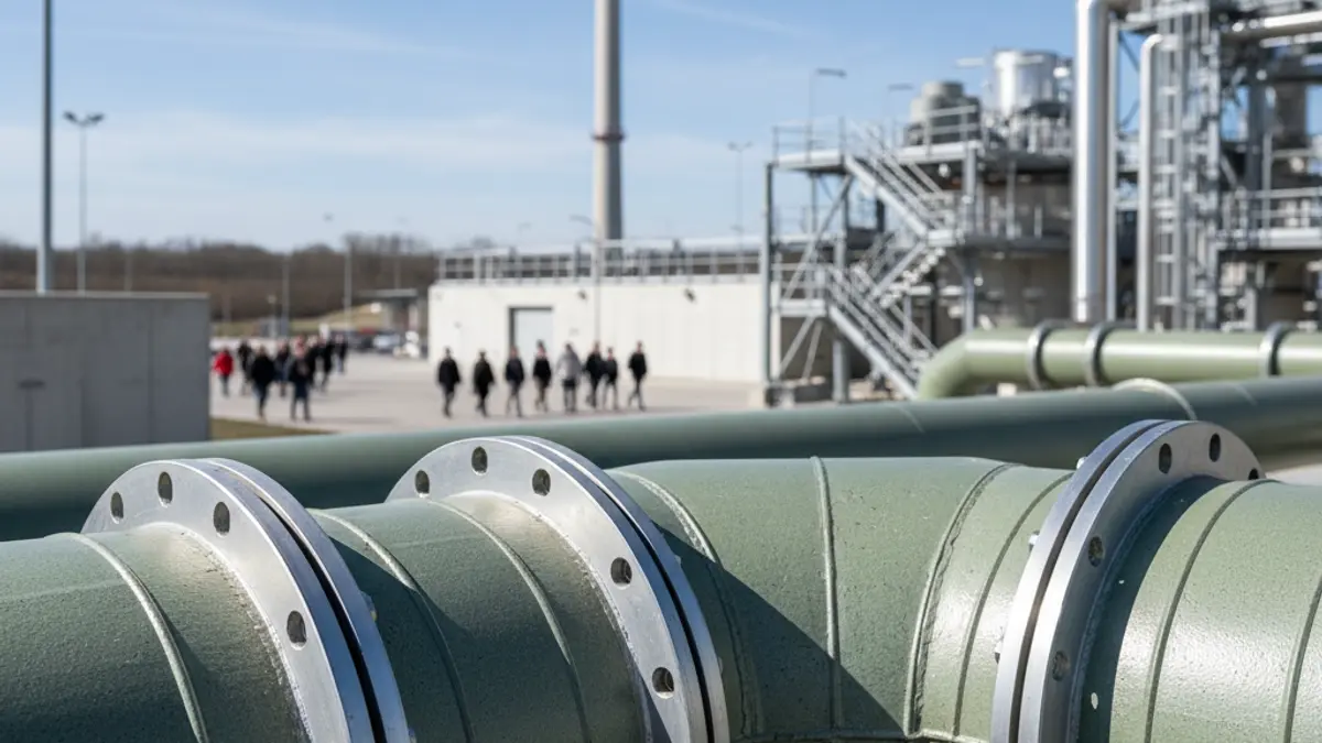 Image of GRP industrial pipes in an energy recovery plant.