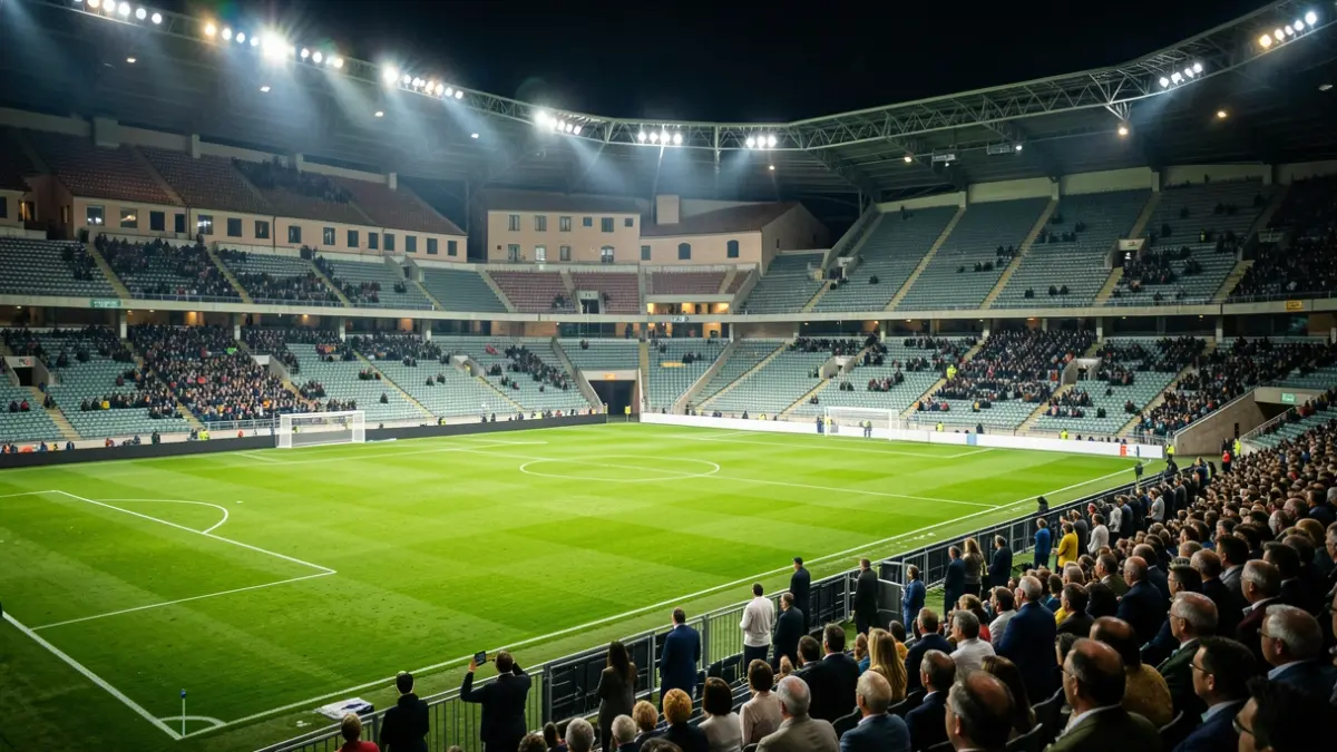 Generic image of a football stadium with a green pitch and goalposts.