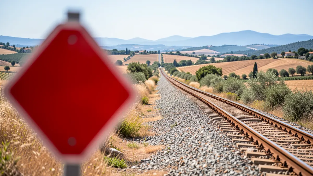 Generic image of train tracks in a Catalan landscape.