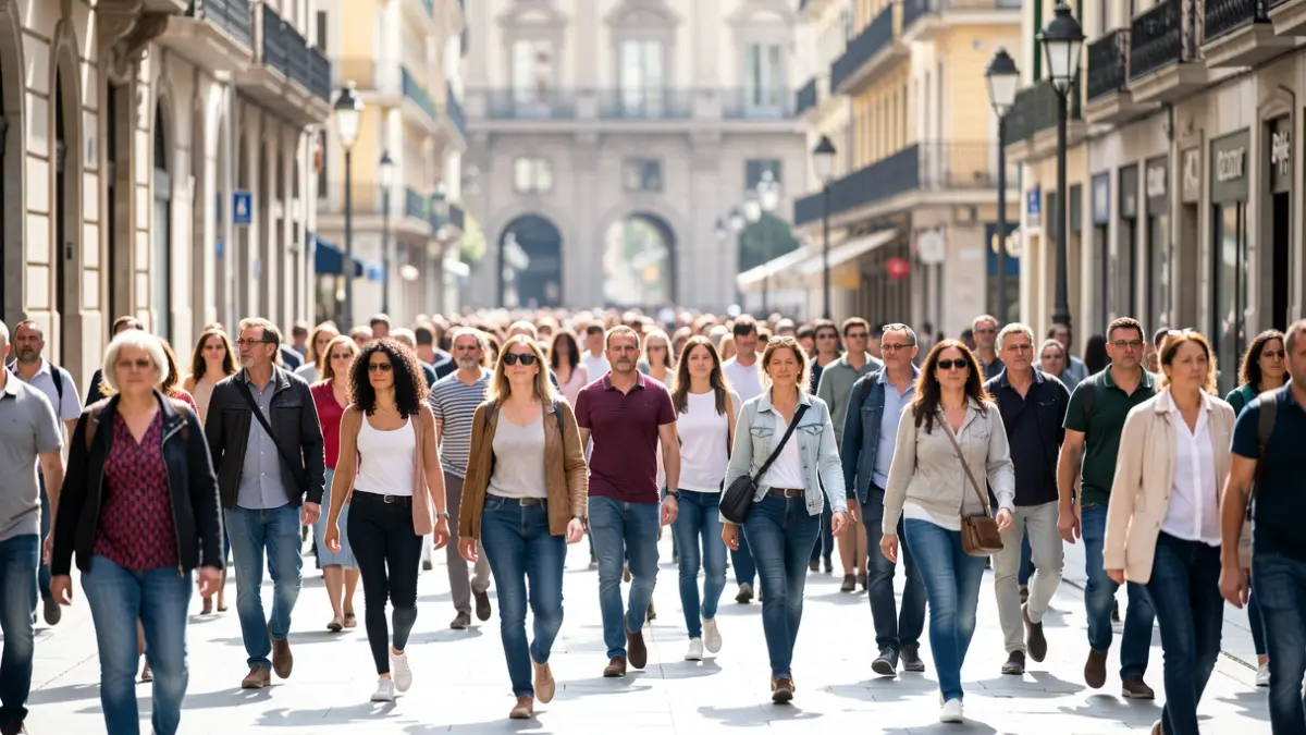 Imatge genèrica de diversitat de persones caminant per un carrer de Barcelona.