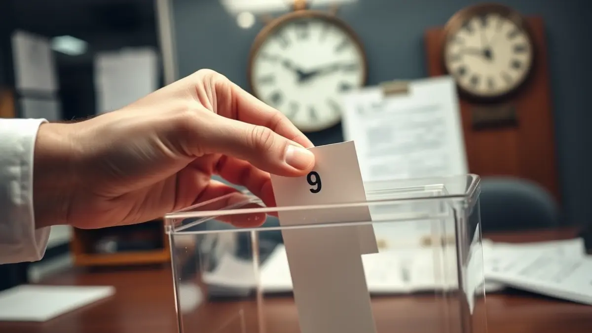 Generic image of a hand drawing a number from a ballot box, symbolizing a tie-breaking draw.