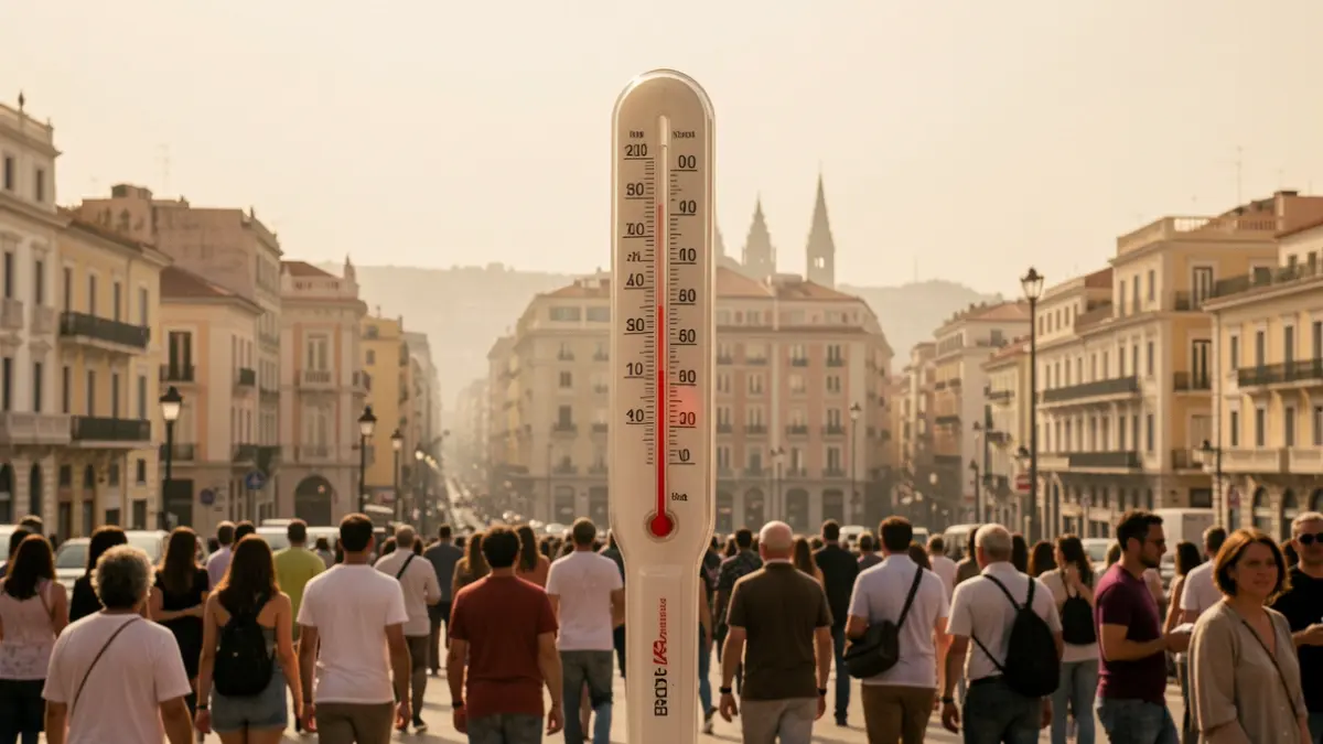 Thermometer showing extreme temperatures in Barcelona.