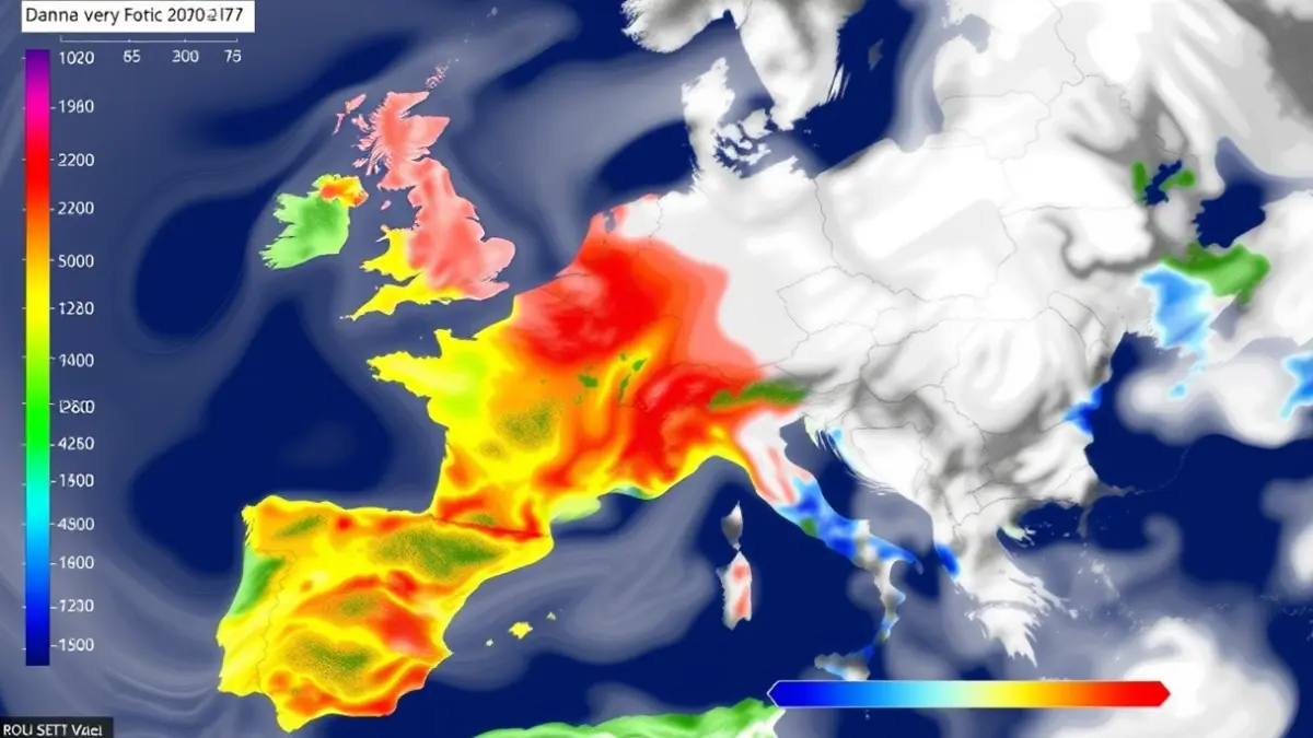 Generic image of a weather map with temperature and wind indicators.