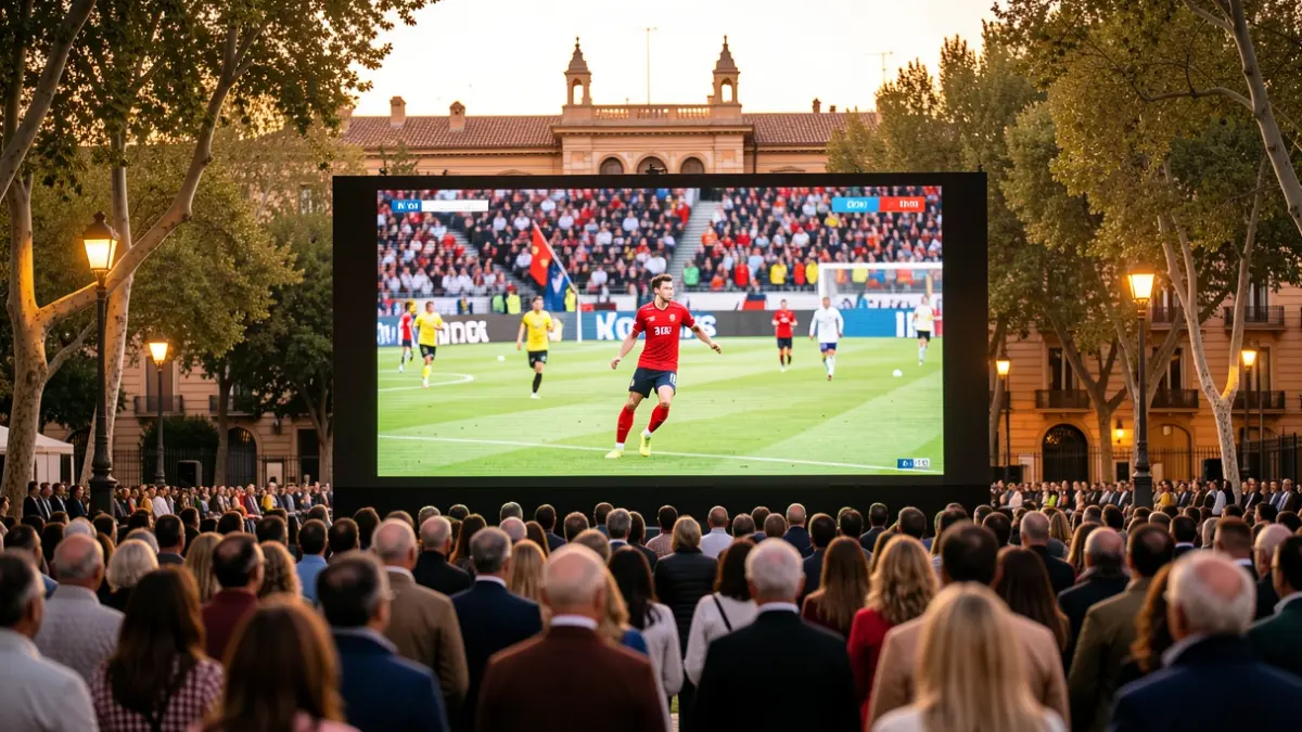 Giant screen in Barcelona to watch the Women's Champions League final.