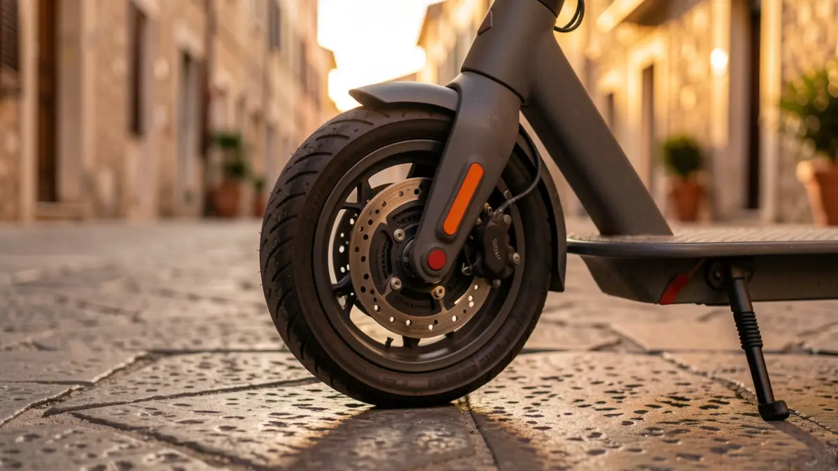 Imagen genérica de un patinete eléctrico aparcado en una acera.