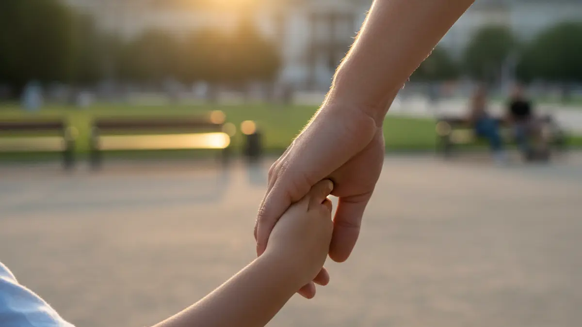Generic image of a child's hand holding an adult's hand, symbolizing support.