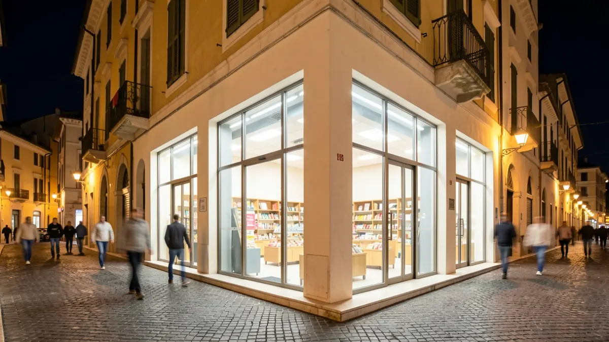 Imatge genèrica d'un supermercat obert de nit en un carrer de ciutat.