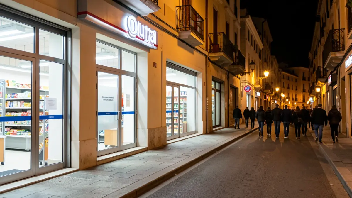 Imatge genèrica d'un supermercat tancat a la nit.