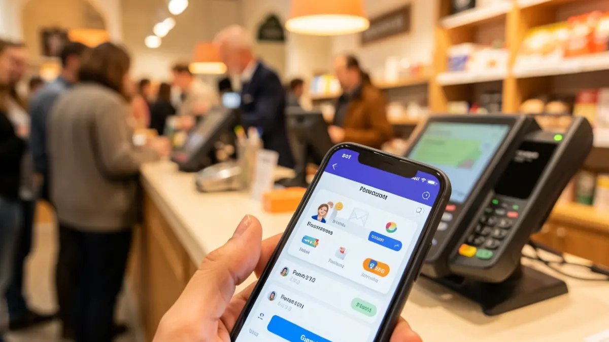 Generic image of a mobile phone using a payment application.