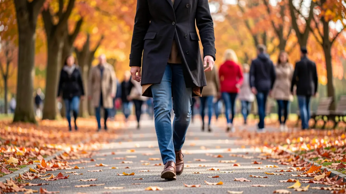 Generic image of a person walking in a park.