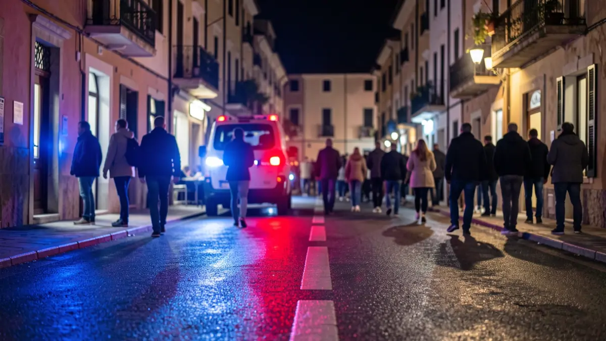 Imatge genèrica de llums d'emergència policials reflectint-se en asfalt mullat a la nit.