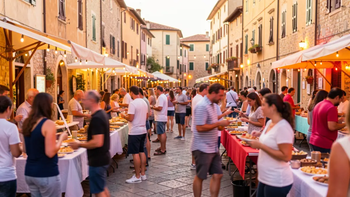 Imatge genèrica d'una festa popular a una plaça de poble mediterrani.
