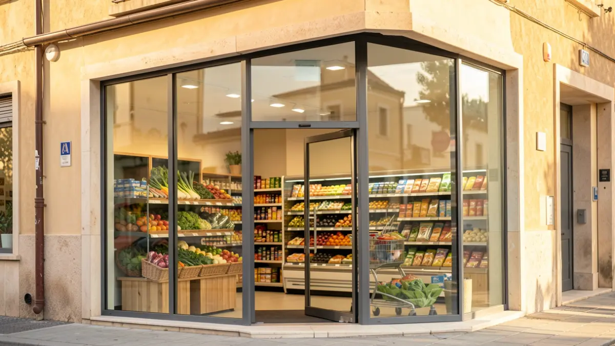 Imatge genèrica d'un supermercat modern amb productes frescos a l'interior.