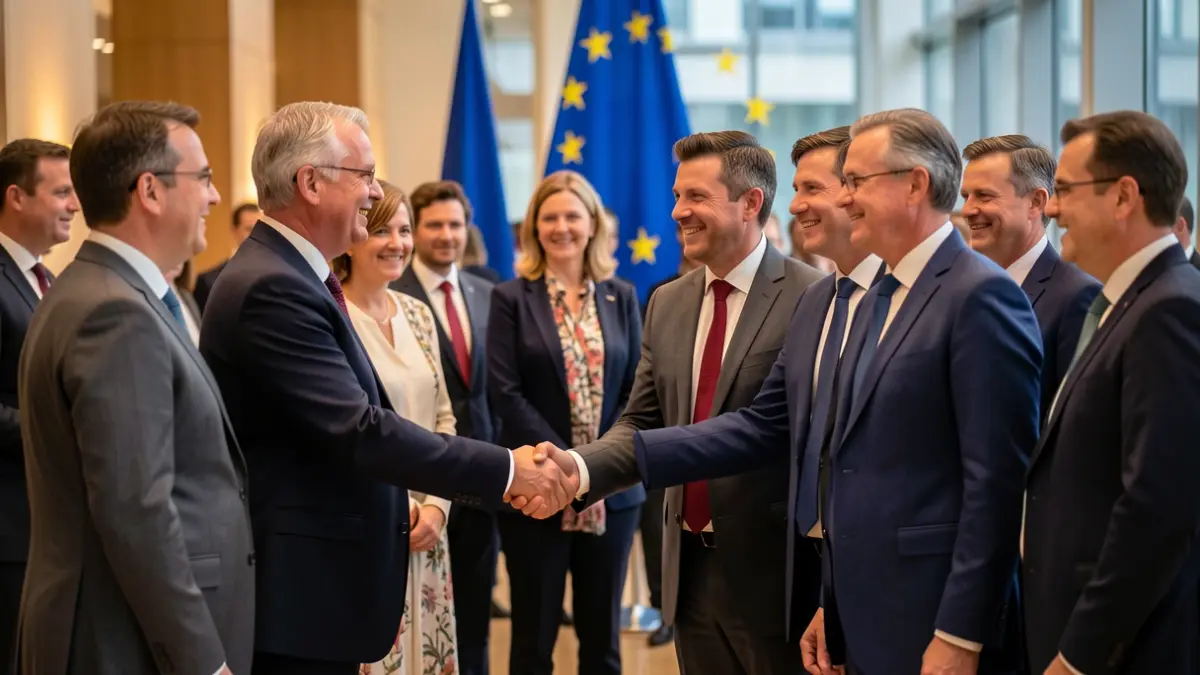 Imatge genèrica de líders regionals europeus signant un acord.