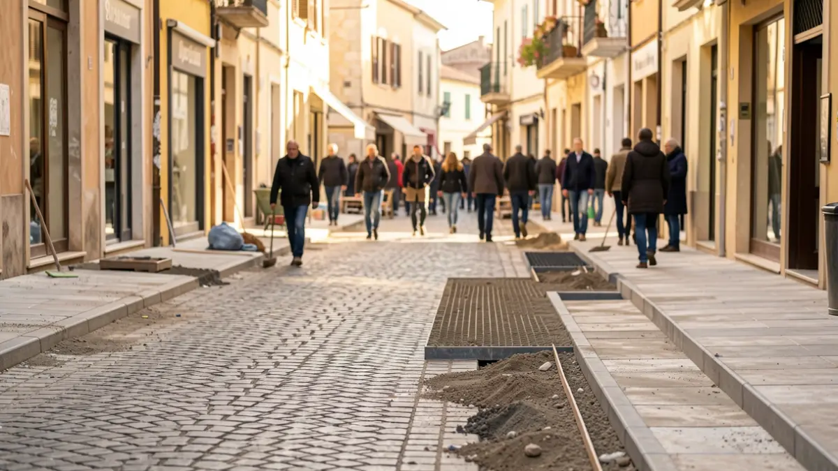 Street redevelopment works in La Seu d'Urgell.