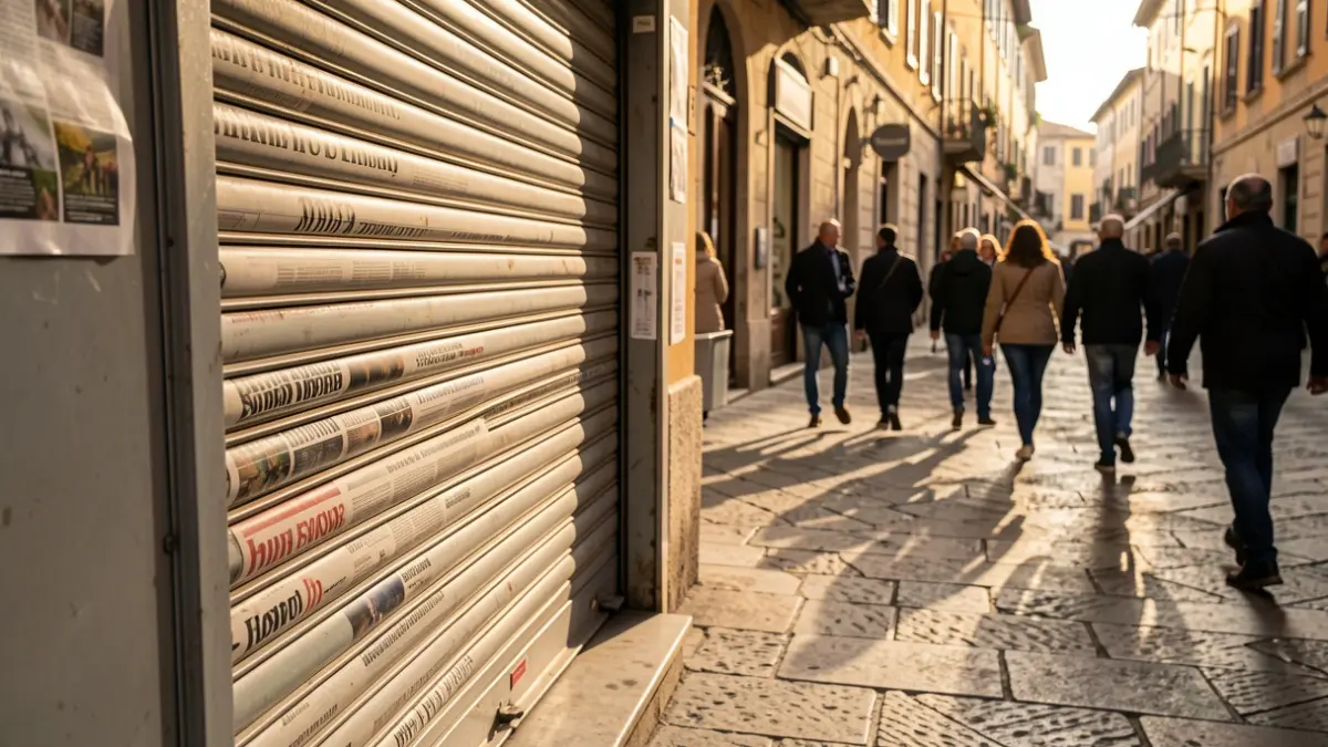 Imagen genérica de un quiosco cerrado en la calle.