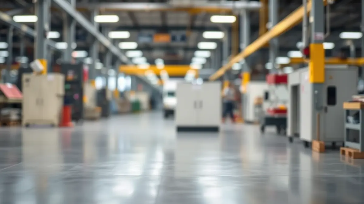 Generic image of a production plant with blurred machinery.