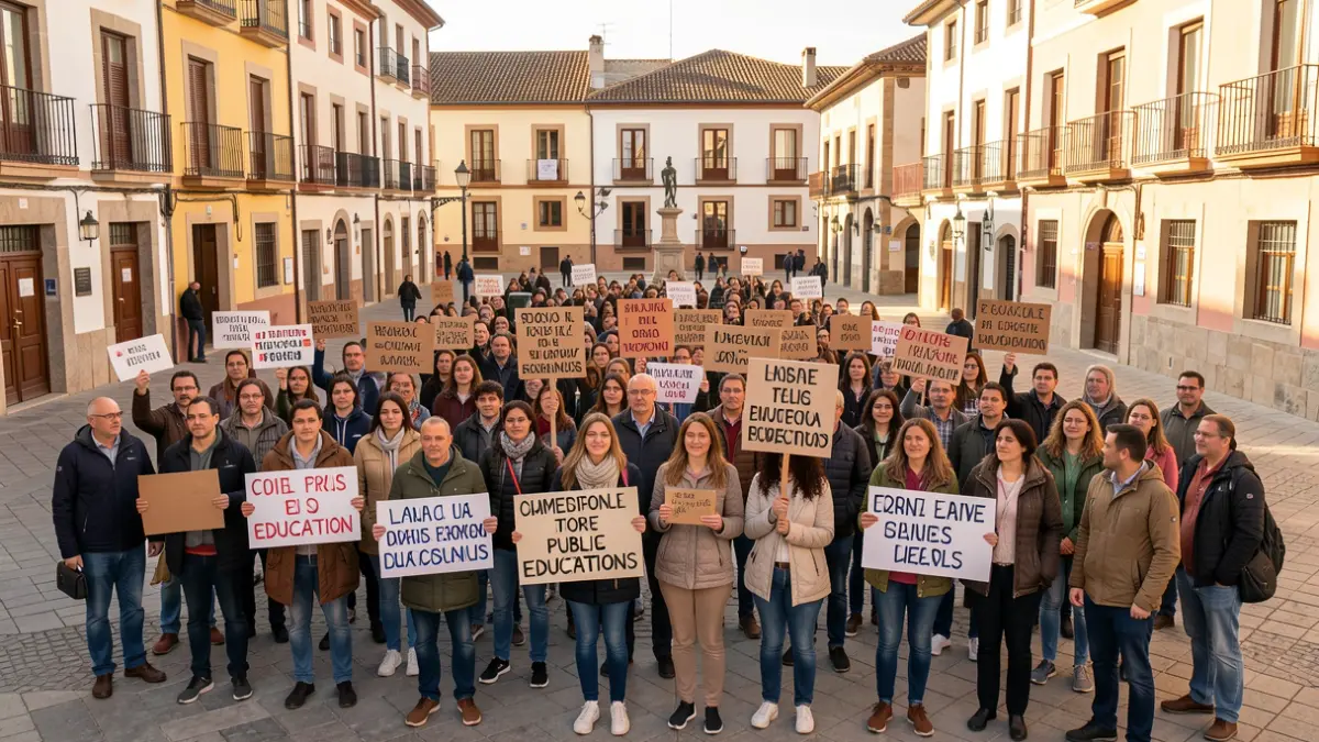 Concentració de docents i estudiants a Igualada en defensa de l'escola pública.