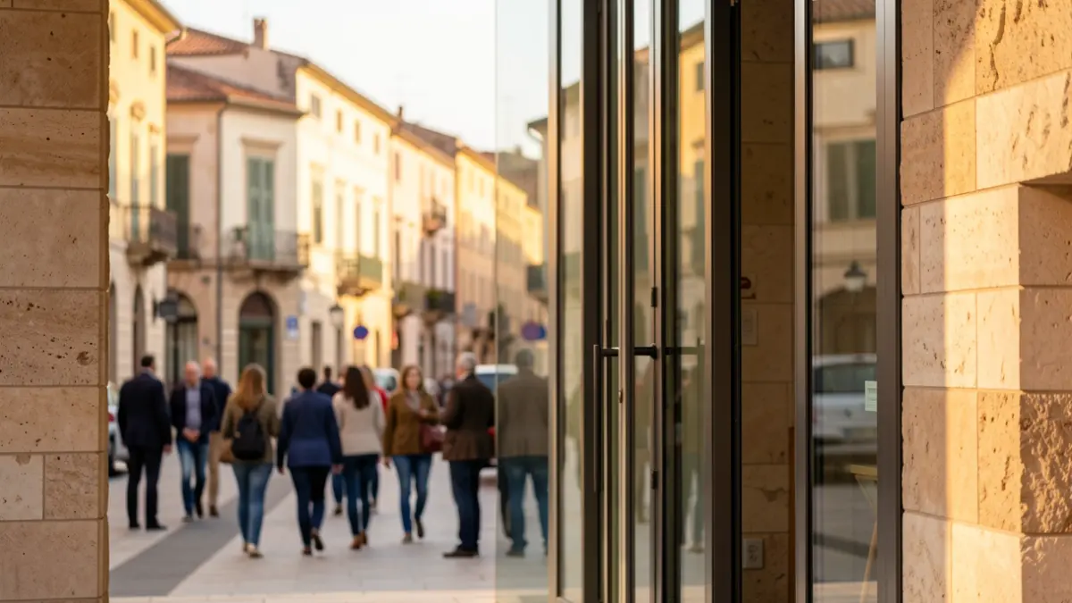 Imatge genèrica d'un centre comunitari amb arquitectura moderna i llum càlida.