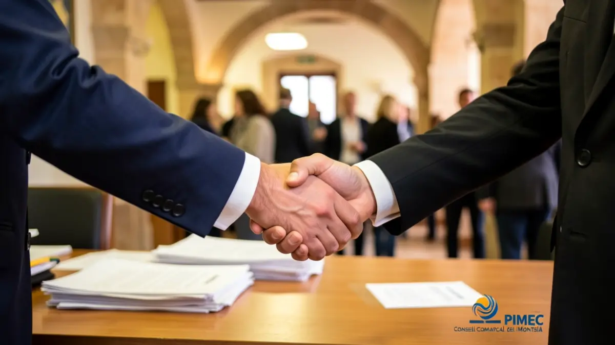 Generic image of two people shaking hands over a table.