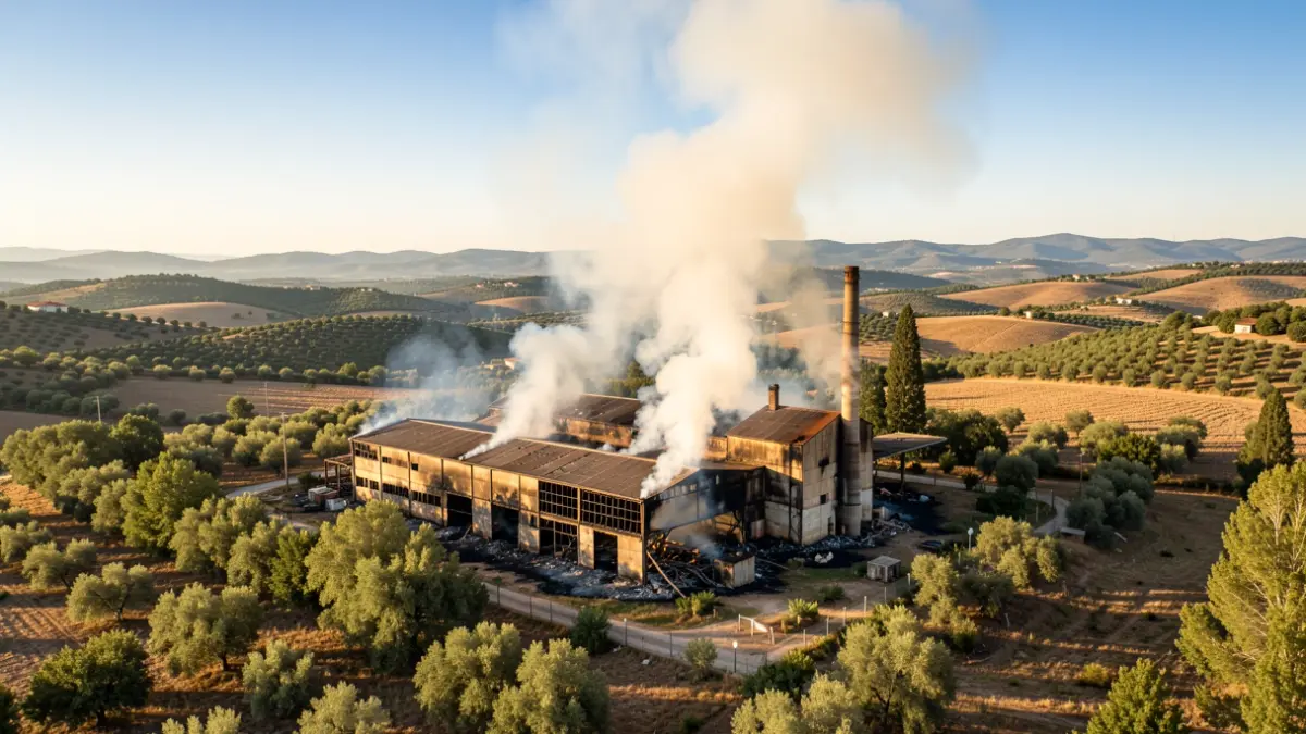 Generic image of an industrial and forest fire in Catalonia.