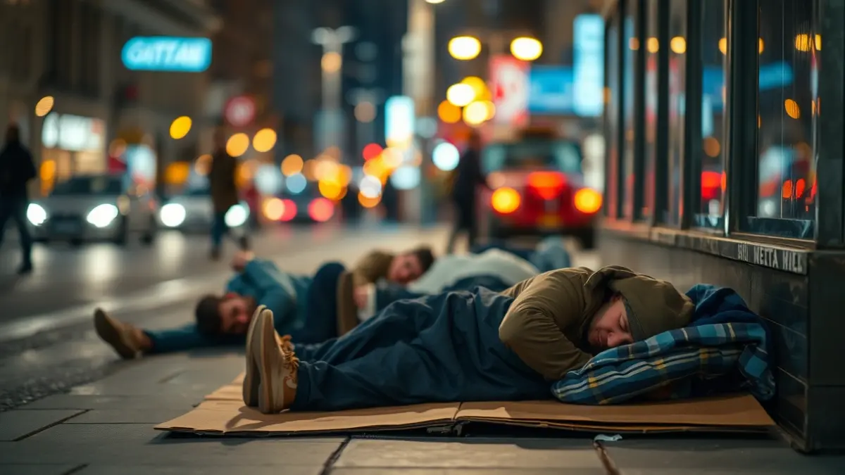 Imagen genérica de personas durmiendo en la calle para hacer cola en un proceso administrativo.