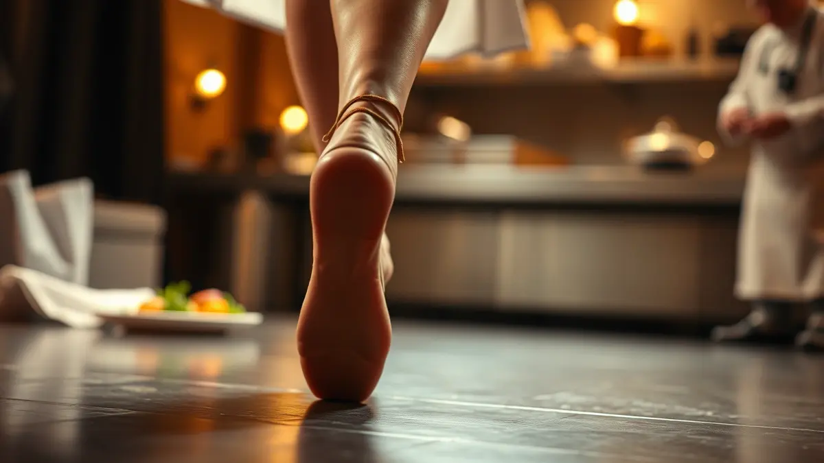 Image combining dance and gastronomy elements, featuring movement and local food.