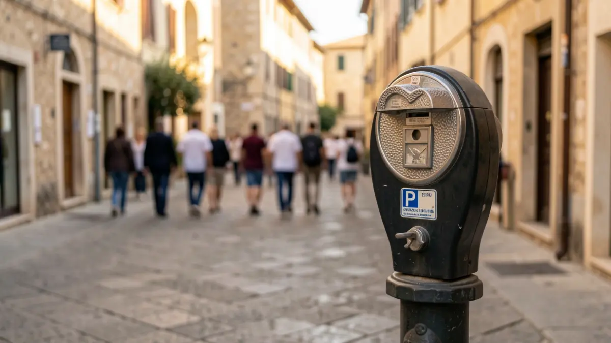 Image of a parking meter on a street in Tortosa.