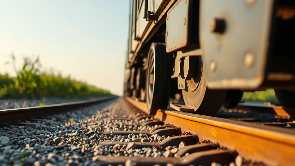 Imagen genérica de un tren descarrilado con una rueda fuera de la vía.