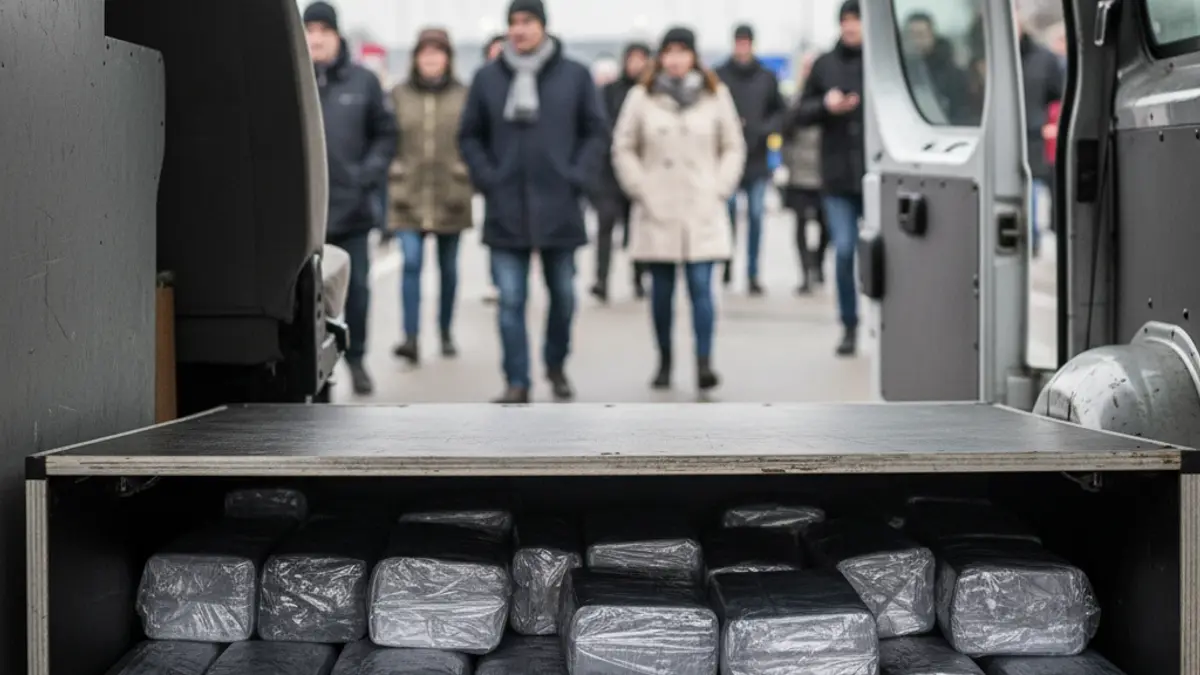 Van with hidden compartments for drug trafficking