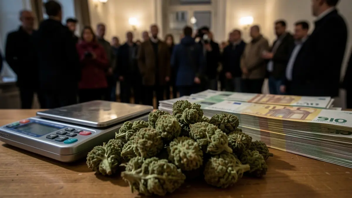 Imagen genérica de marihuana, dinero y una báscula.