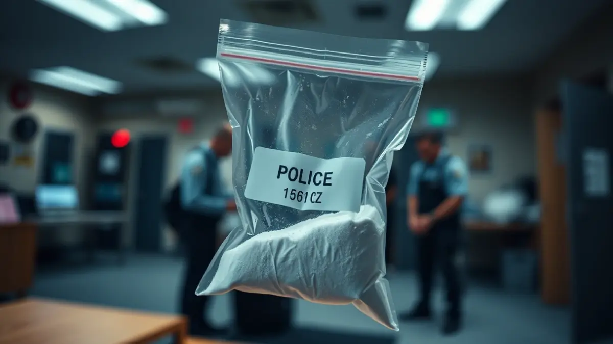 Imagen genérica de una bolsa de pruebas policiales con sustancias estupefacientes.