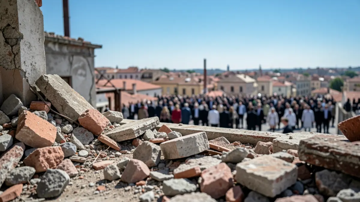 Generic image of rubble in an industrial building.