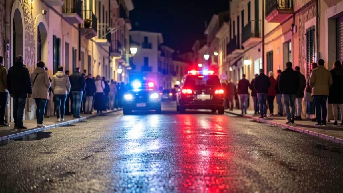 Generic image of police emergency lights reflecting on wet asphalt at night.