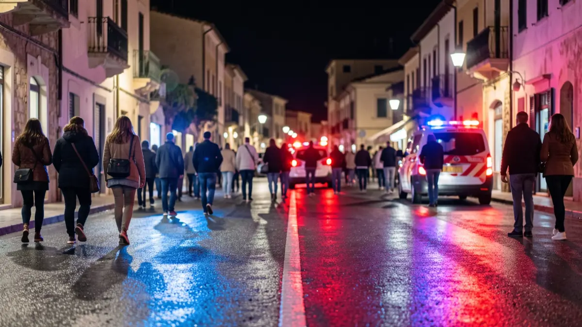 Generic image of police emergency lights reflecting on wet asphalt at night.