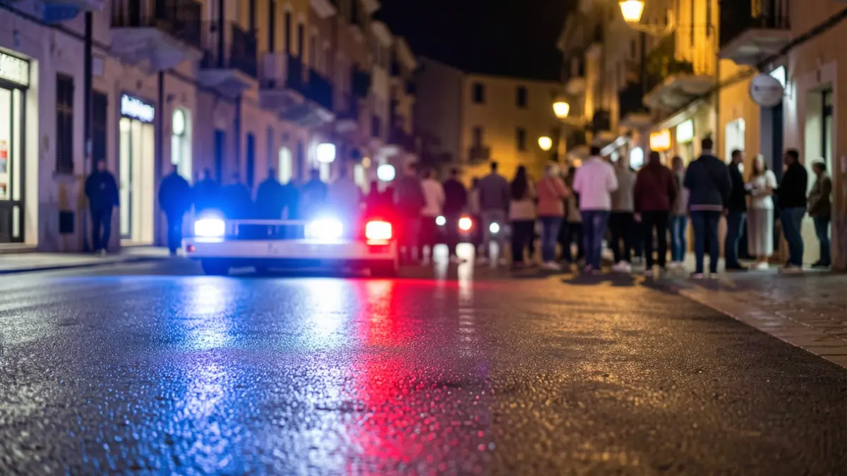 Generic image of police emergency lights reflecting on wet asphalt at night.