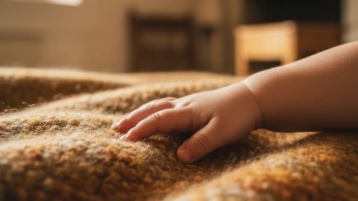 Generic image of a child's hand touching a blanket, symbolizing chronic pain in minors.
