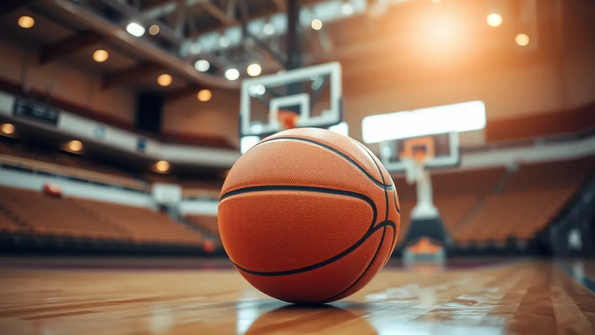 Generic image of a basketball on a court.